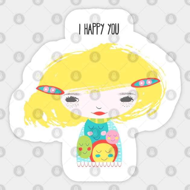 Smiley Face Girl Yellow Hair Sticker by tracey